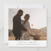 Boho Chic Green und White Square Foto zurück Save The Date (Rückseite)