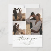 Boho Chic Green und White Wedding Foto Collage Dankeskarte (Vorderseite)