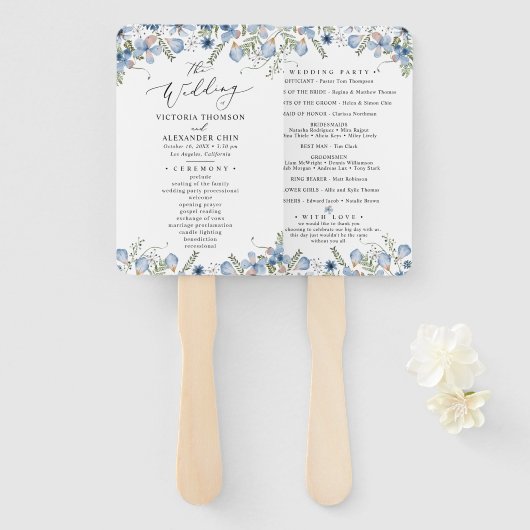 Boho Chic Greenerity Wedding Program Hand Fan Fächer (Vorne und Hinten)