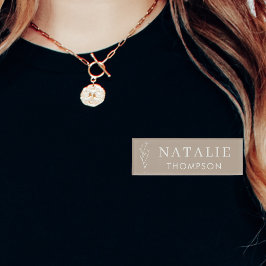 Boho Chic Greige Blume Kundenspezifische Mitarbeit Namenschild