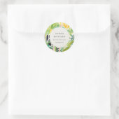 Boho-Chic grüne tropische Blätter Botanik Runder Aufkleber (Tasche)