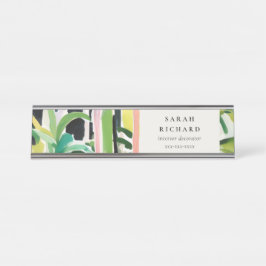 Boho Chic Grüne Tropische Blattreiche Botanische P Schreibtischnamensplakette