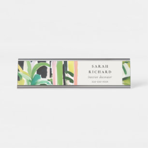 Boho Chic Grüne Tropische Blattreiche Botanische P Schreibtischnamensplakette