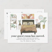 Boho Chic Guest Room hat neue Zuhause Address Movi Ankündigungspostkarte (Vorne/Hinten)