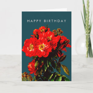 Boho Chic Happy Birthday Rote Rosen Bouquet Karte