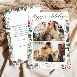Boho Chic Happy Holidays Fotokarte mit Meldung Feiertagskarte