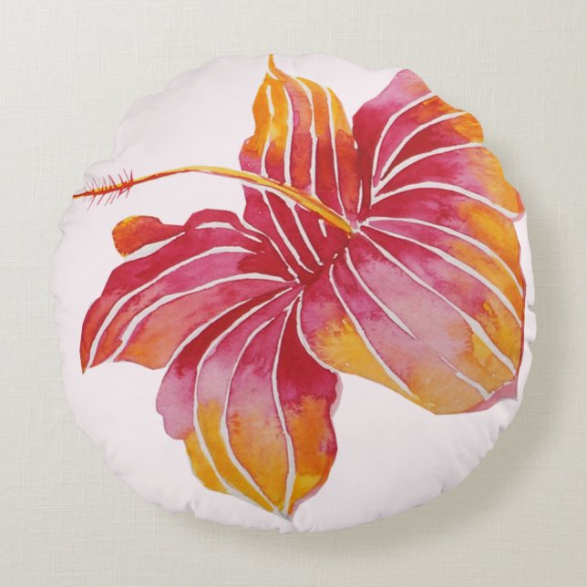 Boho Chic Hawaiian Blume Cotton Throw Kissen (Vorderseite)