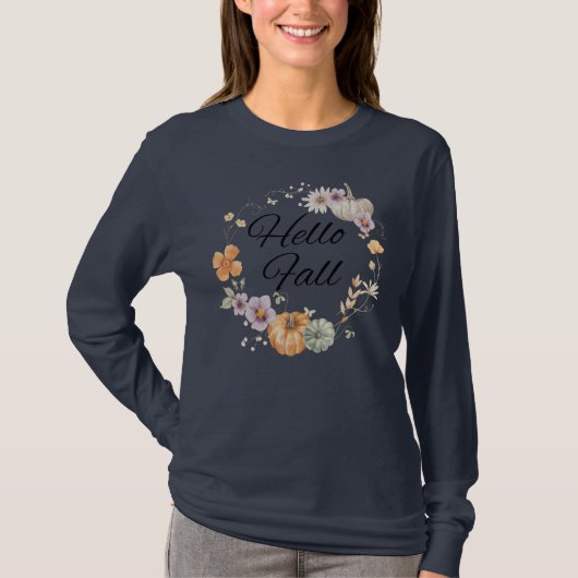 Boho Chic Hello Fall Botanisches Shirt (Vorderseite)