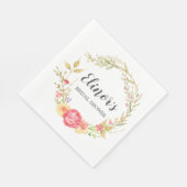 Boho Chic Herbst Blumenreath Brautparty Serviette (Ecke)