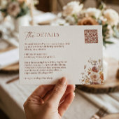 Boho Chic Herbst Hochzeitdetails Begleitkarte