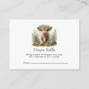 Boho Chic Highland Kuh Babyshower Windel-Raffle Begleitkarte
