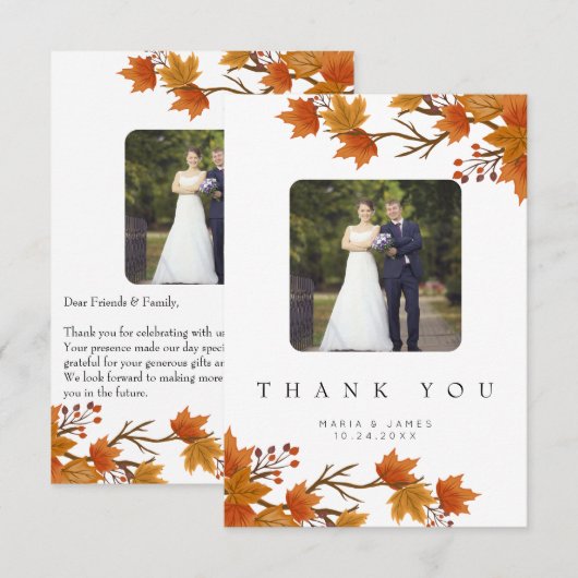 Boho Chic Hochzeit im Herbst Dankeskarte (Vorne/Hinten)