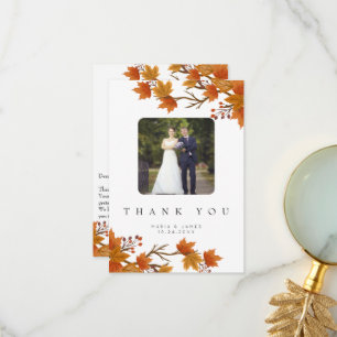 Boho Chic Hochzeit im Herbst Dankeskarte