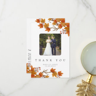 Boho Chic Hochzeit im Herbst Dankeskarte