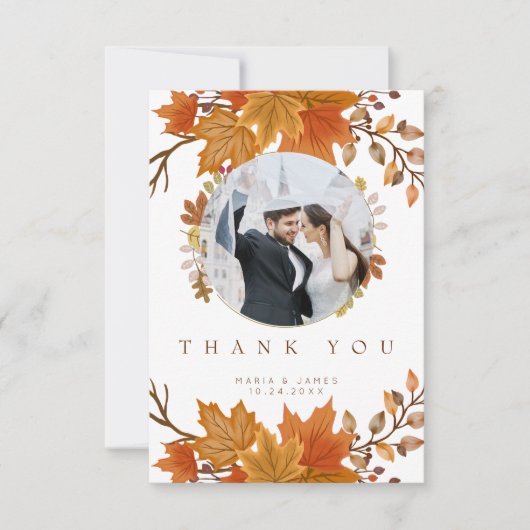 Boho Chic Hochzeit im Herbst Dankeskarte (Vorderseite)