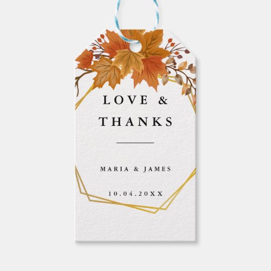 Boho Chic Hochzeit im Herbst Geschenkanhänger (Vorderseite)