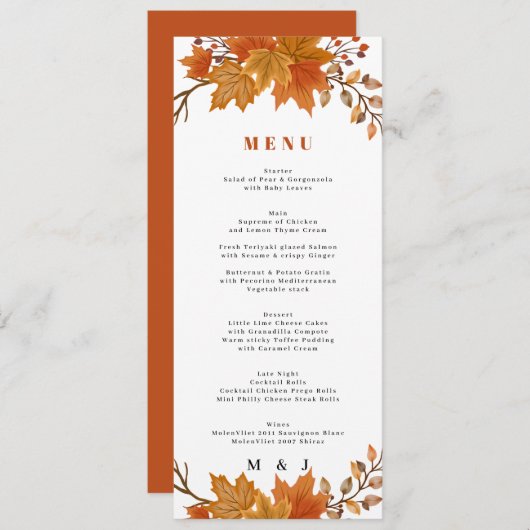 Boho Chic Hochzeit im Herbst Programm (Vorne/Hinten)