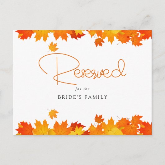 Boho Chic Hochzeit im Herbst Reservierte Karte (Vorderseite)