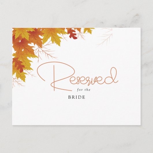 Boho Chic Hochzeit im Herbst Reservierte Karte (Vorderseite)