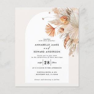 Boho-chic Hochzeitseinladung aus Pampasgras zum kl Flyer