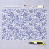 Boho Chic Hübsch Blue White Paisley Pattern Seidenpapier (Handwerk)