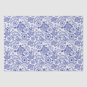 Boho Chic Hübsch Blue White Paisley Pattern Seidenpapier