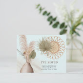 Boho Chic ich bewegt Dried Palm und Pampas Moving Ankündigungspostkarte (Stehend Vorderseite)