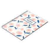 Boho Chic Individuelle Name Pink Blume Muster Notizblock (Linke Seite)
