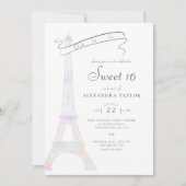 Boho Chic Iridescent Eiffel Tower Paris Sweet 16 Einladung (Vorderseite)