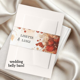 Boho Chic Italian Red Floral Wedding Einladungsbanderole