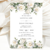 Boho Chic Ivory White Roses Floral Wedding Einladung