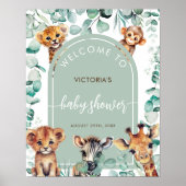 Boho Chic Jungle Animals Babydusche Begrüßungszeic Poster (Vorne)