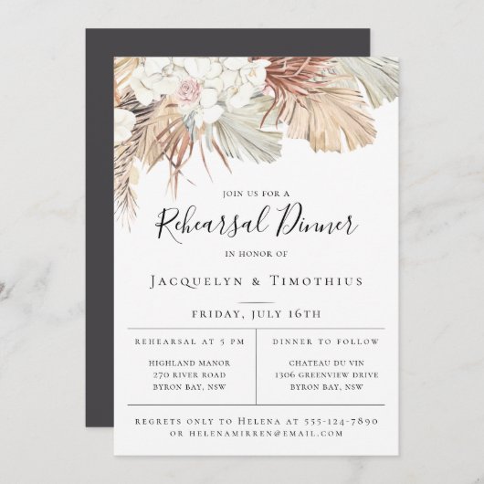 Boho-Chic Jungle Botanische Probe Abendessen einla Ankündigung (Vorne/Hinten)