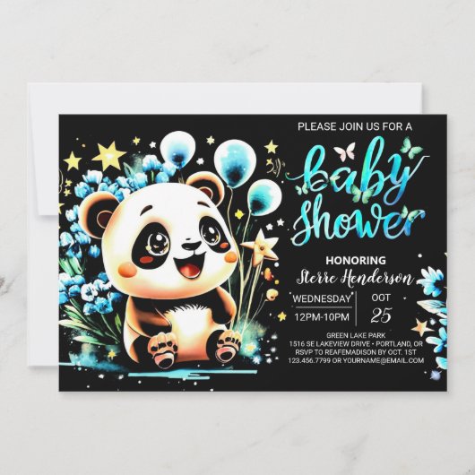 Boho Chic Jungle Panda Haven Boy Baby Shower Einladung (Vorderseite)