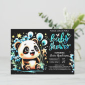 Boho Chic Jungle Panda Haven Boy Baby Shower Einladung (Stehend Vorderseite)