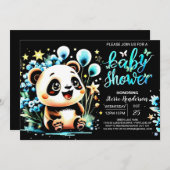 Boho Chic Jungle Panda Haven Boy Baby Shower Einladung (Vorne/Hinten)
