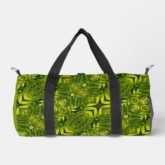 Boho Chic Kaleidoscope Green Ferns Duffle Bag (Vorderseite)