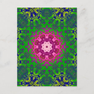 Boho Chic kaleidoscope Yoga Fuschia grüne Mandala Postkarte
