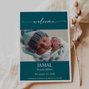Boho Chic klassische Baby-Foto-Ankündigungskarte Einladung