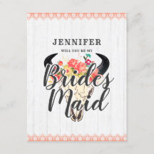 Boho Chic Kuh Skull werden Sie meine Bridesmaid