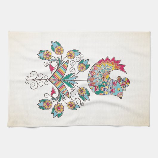 Boho-chic Küken auf Blume Handtuch (Horizontal)