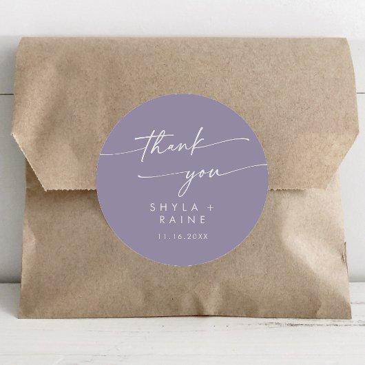 Boho Chic Lavender Lila Danke Gastgeschenk Hochzei Runder Aufkleber
