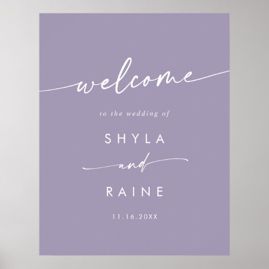 Boho Chic Lavender Lila DIY Wedding Begrüßungszeic Poster (Vorne)