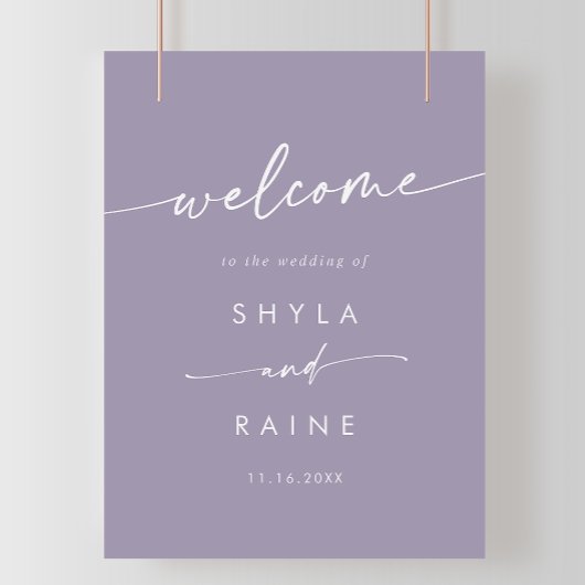 Boho Chic Lavender Lila DIY Wedding Begrüßungszeic Poster