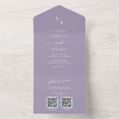Boho Chic Lavender Lila Dual QR Code Wedding All In One Einladung (Innen Boden)