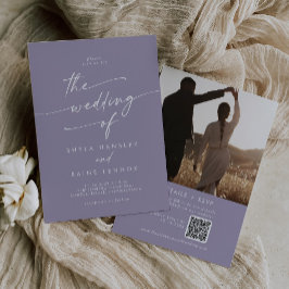 Boho Chic Lavender Lila Foto QR Code Hochzeit Einladung