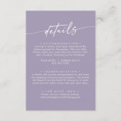 Boho Chic Lavender Lila Hochzeitsdetails Begleitkarte (Vorderseite)
