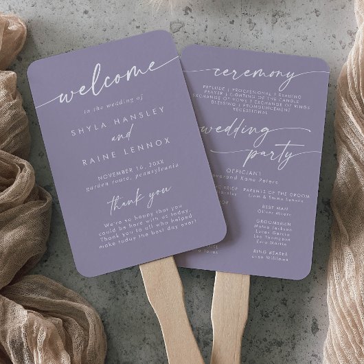 Boho Chic Lavender Lila Hochzeitsprogramm Fächer