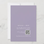 Boho Chic Lavender Lila Monogram QR Code Wedding Einladung (Rückseite)