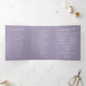 Boho Chic Lavender Lila Monogram Wedding Dreifach-gefaltete Programmkarte (Innenseite)
